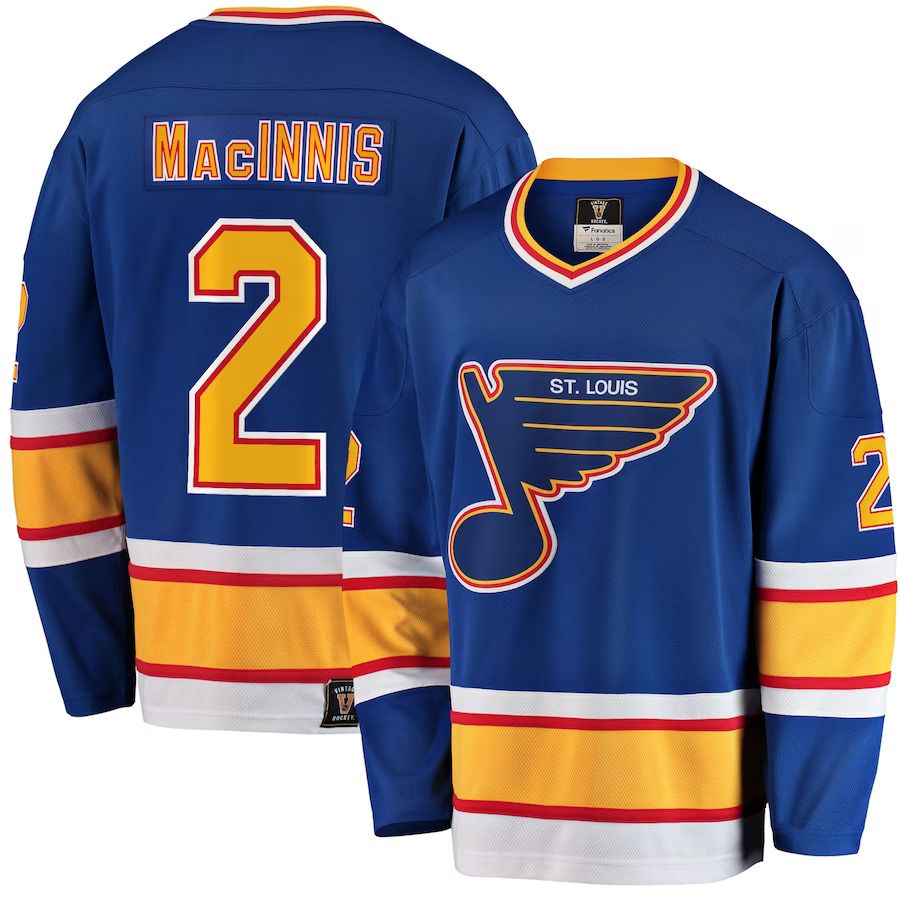 Men St. Louis Blues 2 Al Macinnis Fanatics Branded Blue Premier Breakaway Retired Player NHL Jersey